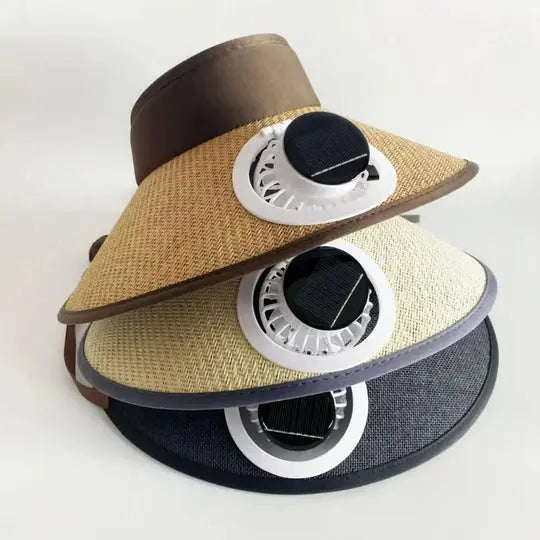 Wide Brim Sun Hat with Solar Powered Fan korastore.com