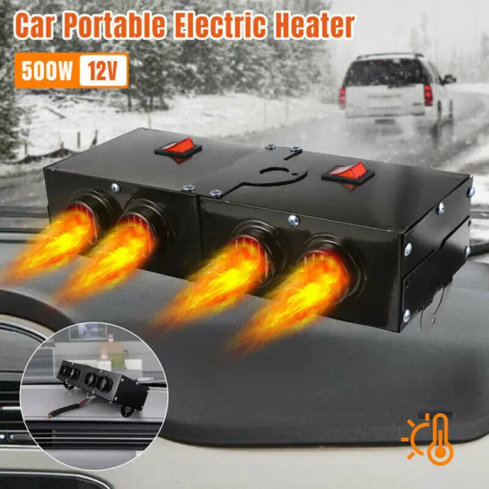 12V Car Heater with Ceramic Heating and Dual Switch, Four Outlets for Fast Defrost Kora Picks