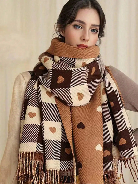 Cozy Checkered Winter Scarf Shawl