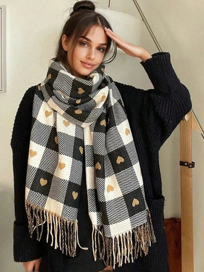 Cozy Checkered Winter Scarf Shawl