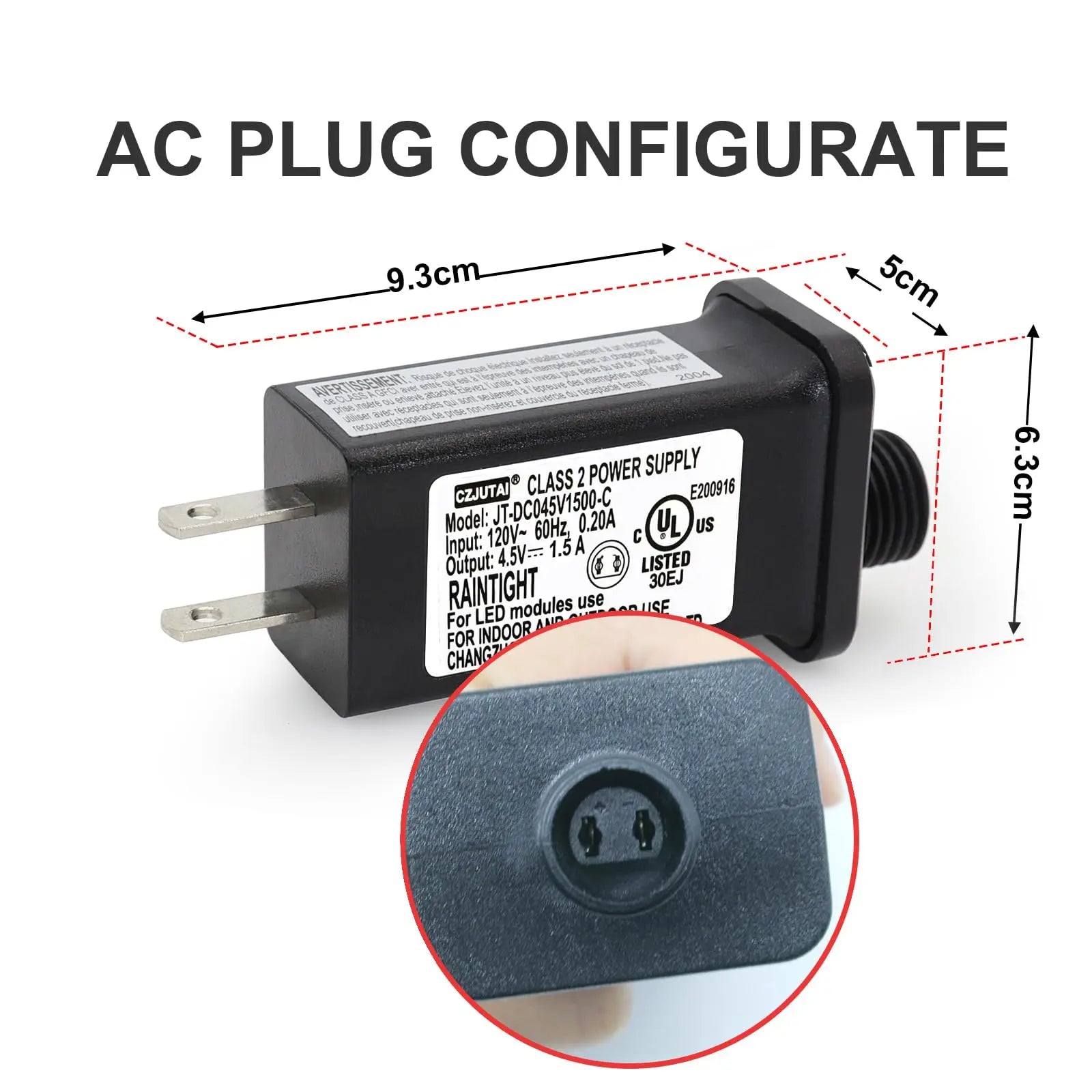 4.5V DC Power Adapter with 1.5A Output and Compact Black Housing for Decorative Lights Kora Picks
