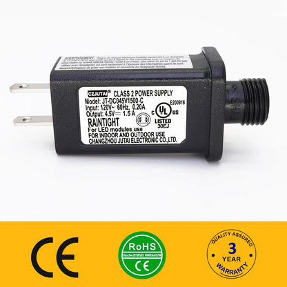 4.5V DC Power Adapter with 1.5A Output and Compact Black Housing for Decorative Lights Kora Picks