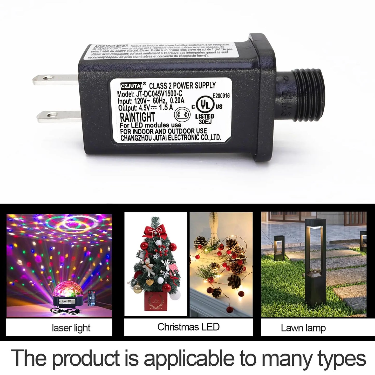 4.5V DC Power Adapter with 1.5A Output and Compact Black Housing for Decorative Lights Kora Picks