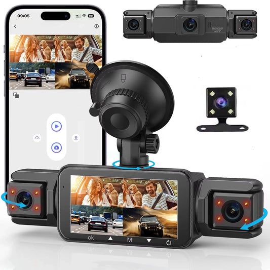 4-Channel Dash Cam with 1920P Front Camera and Night Vision, WiFi App, Parking Monitor Kora Picks