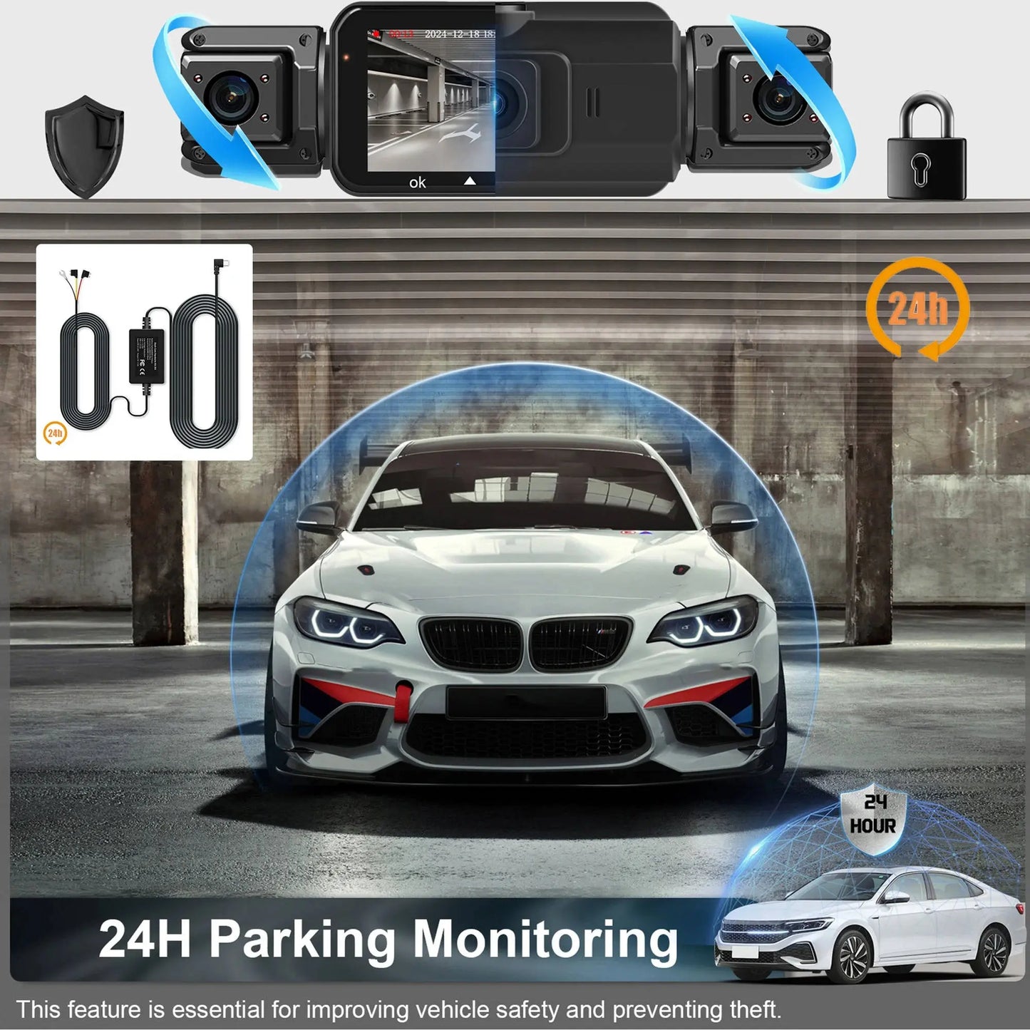 4-Channel Dash Cam with 1920P Front Camera and Night Vision, WiFi App, Parking Monitor Kora Picks