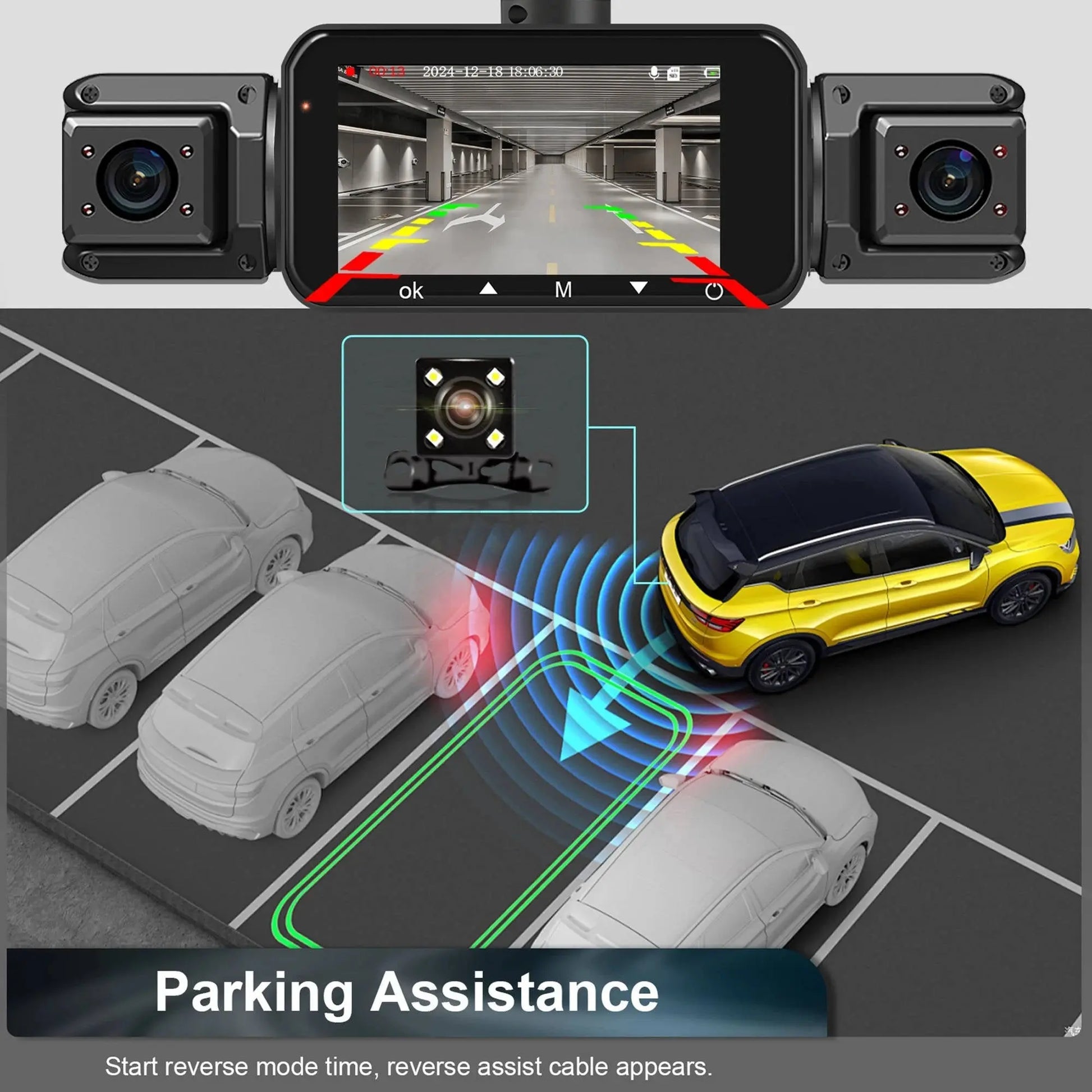 4-Channel Dash Cam with 1920P Front Camera and Night Vision, WiFi App, Parking Monitor Kora Picks