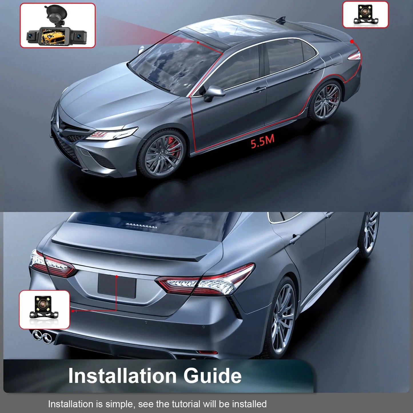 4-Channel Dash Cam with 1920P Front Camera and Night Vision, WiFi App, Parking Monitor Kora Picks