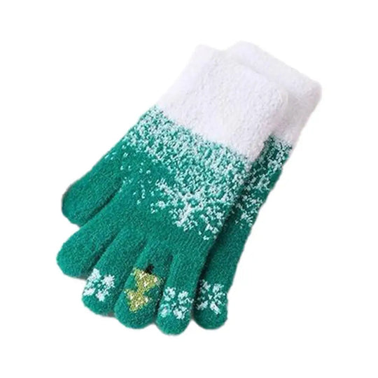 Festive Fleece Lined Knit Fingerless Gloves