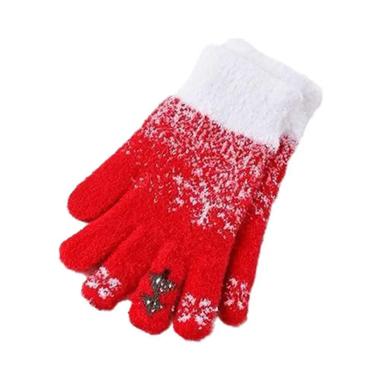 Festive Fleece Lined Knit Fingerless Gloves